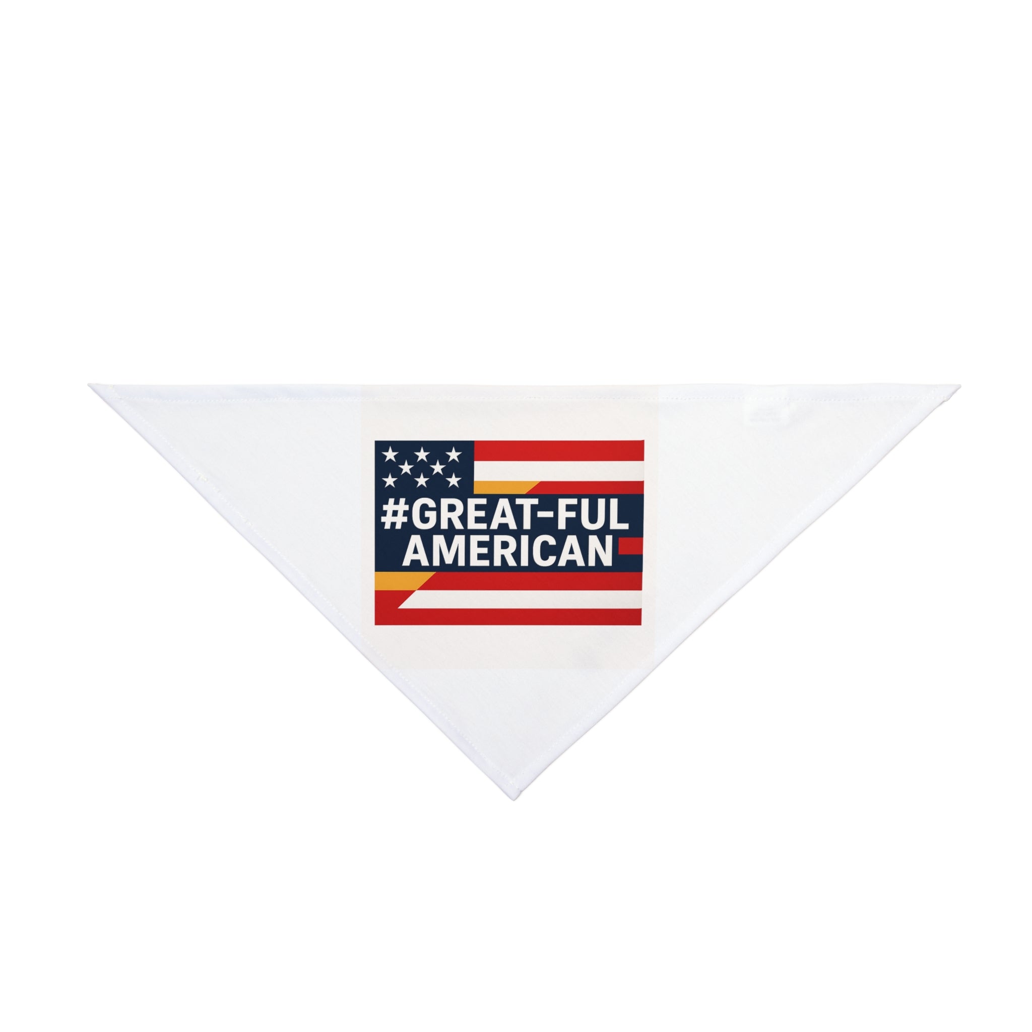 "#GREAT-FUL AMERICAN" American Flag Pet Bandana — Patriotic Dog & Cat Accessory for 4th of July, Memorial Day, and Everyday Proud Pet Owners