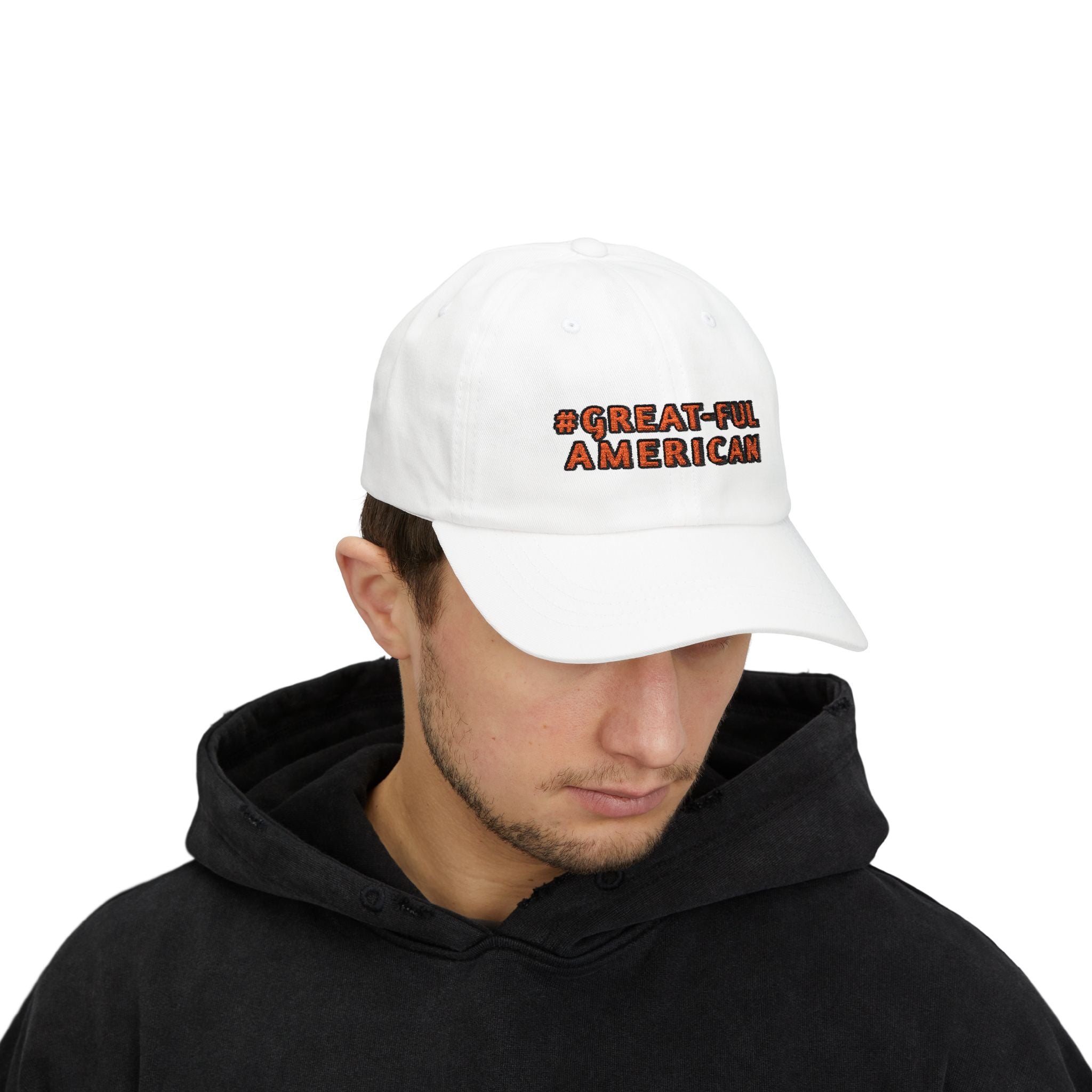 WHITE or BLACK CAP w/ RED LETTERING, Classic Baseball Cap (Unisex)