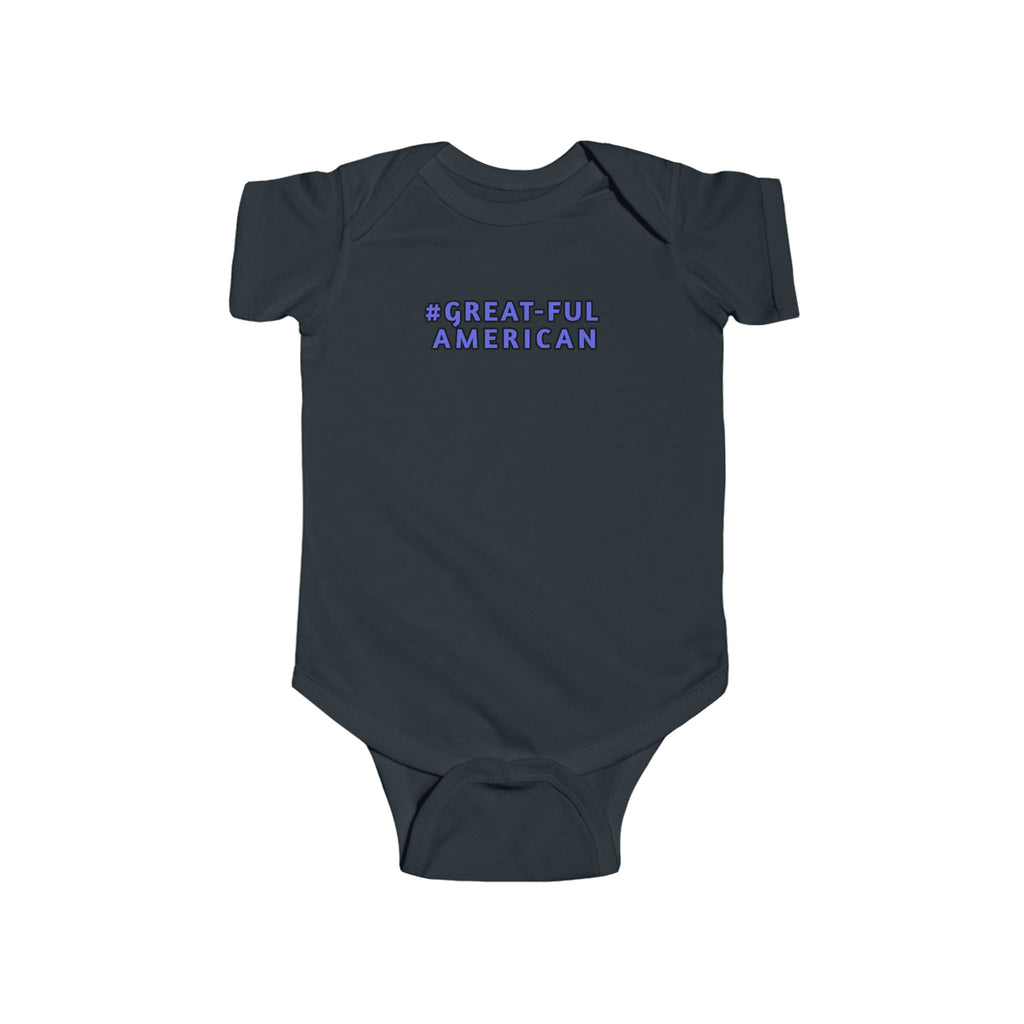 WHITE or BLACK ONESIE w/ BLUE WRITING, Infant Onesie - Gratitude, Pride, and Unity Message for Little Patriots