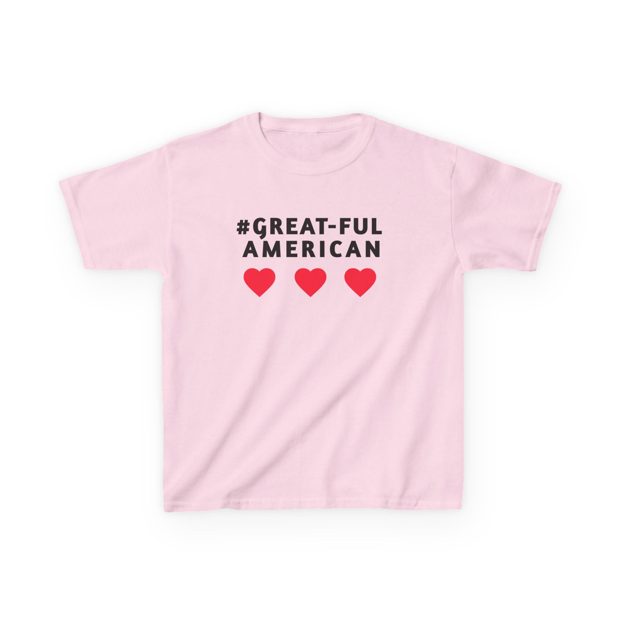 RED, TURQUOISE, BLUE, BLACK, RED, DARK BLUE,DEEP PINK, OR PINK HEARTS TEE w/ WHITE LOGO, Kids Proud American T-Shirt -- Celebrate Their Accomplishments and Love of their Country