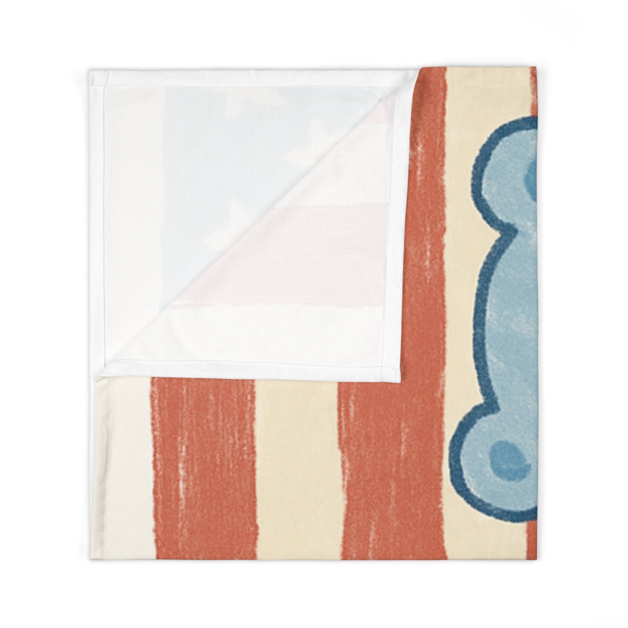 TEDDY Bear Patriotic Baby Swaddle Blanket — “#GREAT•FUL AMERICAN” Blue Teddy Flag Design