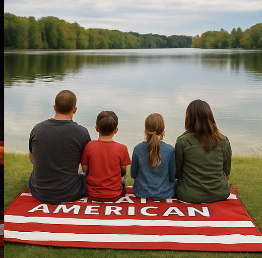 RED COLOR OPTION, MULTIPLE SIZE OPTIONS - Value Priced "#Great-Ful American" Velveteen Plush Blankets