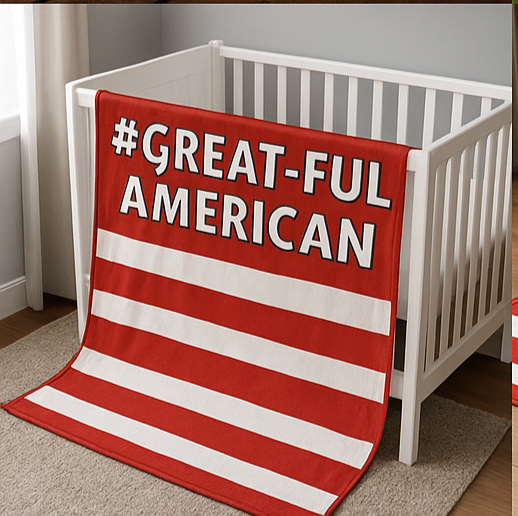 RED COLOR OPTION, MULTIPLE SIZE OPTIONS - Value Priced "#Great-Ful American" Velveteen Plush Blankets