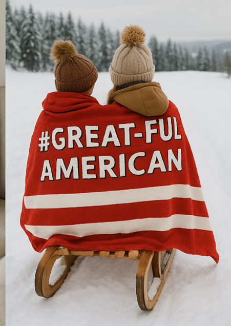 RED COLOR OPTION, MULTIPLE SIZE OPTIONS - Value Priced "#Great-Ful American" Velveteen Plush Blankets