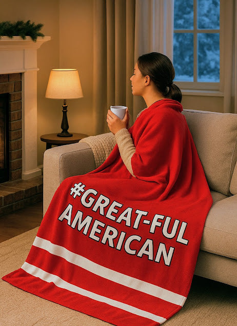 RED COLOR Sherpa Blanket - Warm Patriotic Cozy Throw for Indoor and Outdoor Use