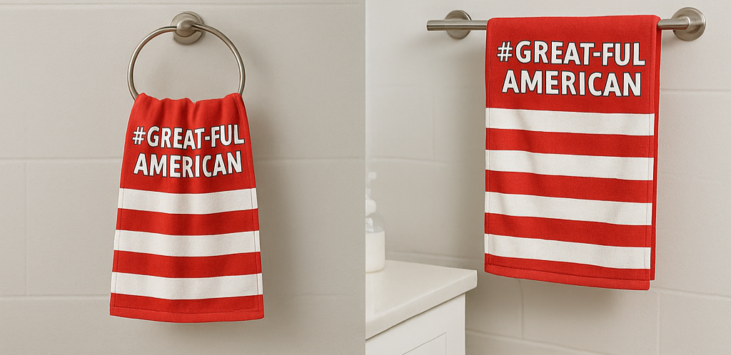 RED COLOR OPTION, MULTIPLE SIZES AVAILABLE -The "#Great-Ful American" Towel - Multiple Sizes & Versatile Uses