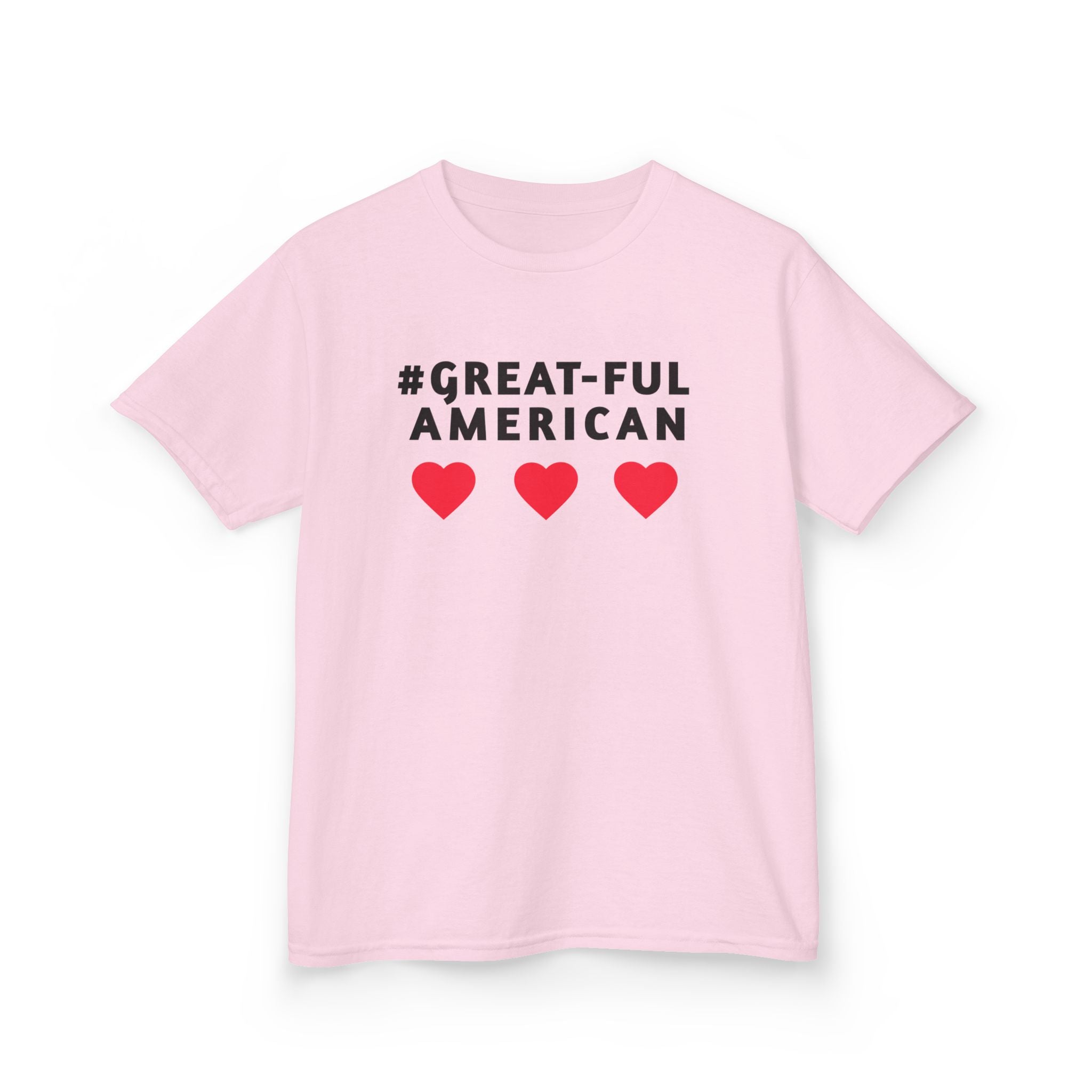 RED, TURQUOISE, BLUE, BLACK, RED, DARK BLUE,DEEP PINK, OR PINK HEARTS TEE w/ WHITE LOGO, Kids Proud American T-Shirt -- Celebrate Their Accomplishments and Love of their Country