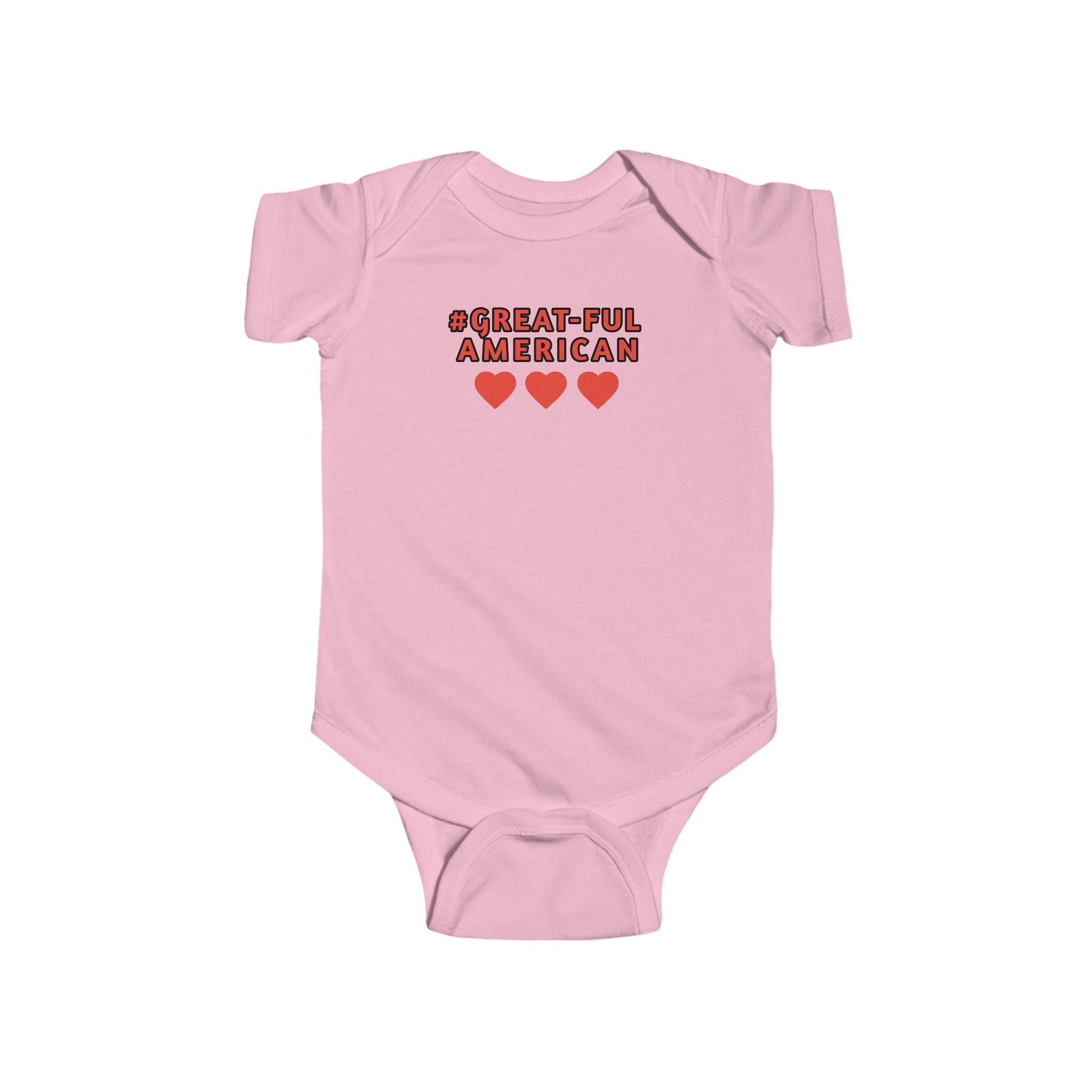 WHITE AND BLACK ONESIE WITH RED LETTING.  PINK HEARTS ONESIE TOO. Infant Onesie - Gratitude, Pride, and Unity Message for Little Patriots