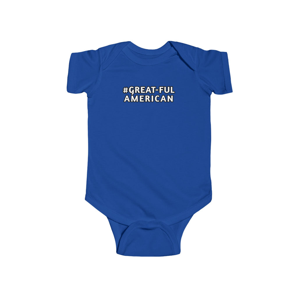 BLUE, RED, WHITE w/ WHITE WRITING and WHITE w/BLACK WRITING. SPECIAL PINK HEARTS ONESIE TOO. Infant Onesie - Gratitude, Pride, and Unity Message for Little Patriots